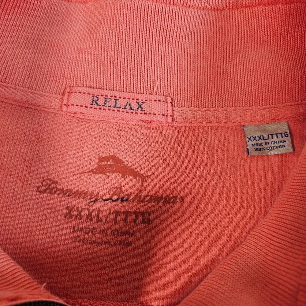 Tommy Bahama Pullover Mens 3XL Coral Orange Quarter Zip Ribbed Cotton TB21966